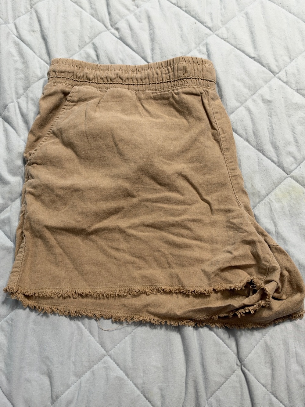 Casual Tan Frayed Hem Women's Linen Shorts size 20